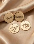 Actual Handwriting Disk Necklace, Kids Name Gold Pendant