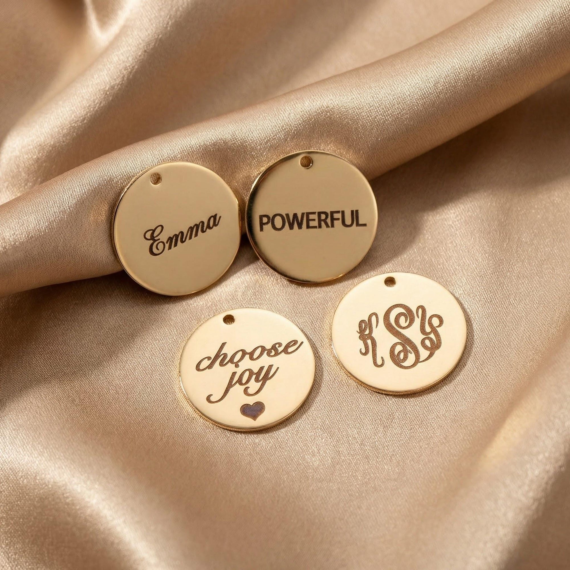 Actual Handwriting Disk Necklace, Kids Name Gold Pendant