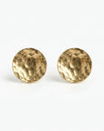 Gold Circle Earrings 9.5mm Medium size Hammered Gold Disc Stud Earrings - Melt'm Jewelry
