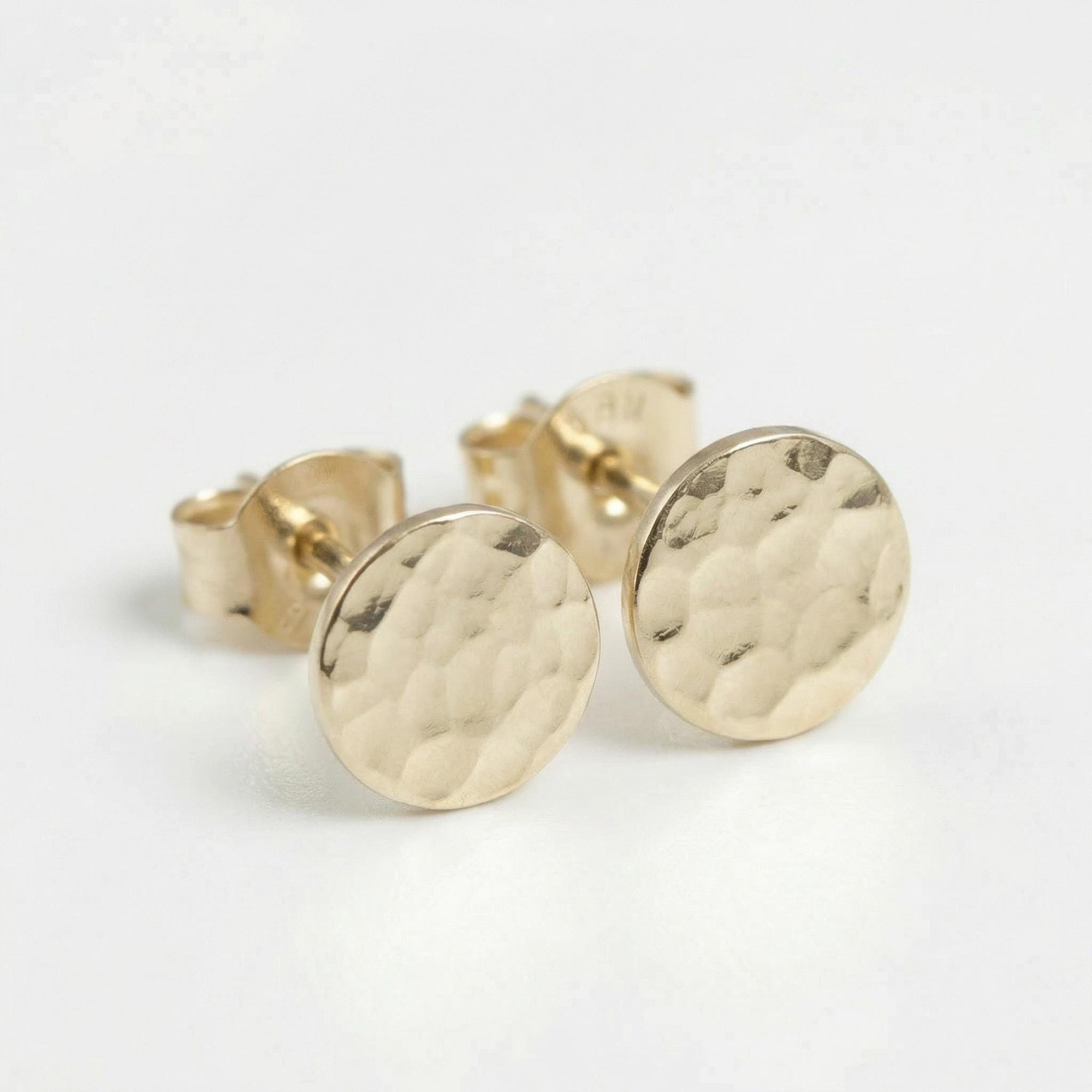Tiny Gold Circle Earrings, Single or Pair Hammered Gold - Melt'm Jewelry