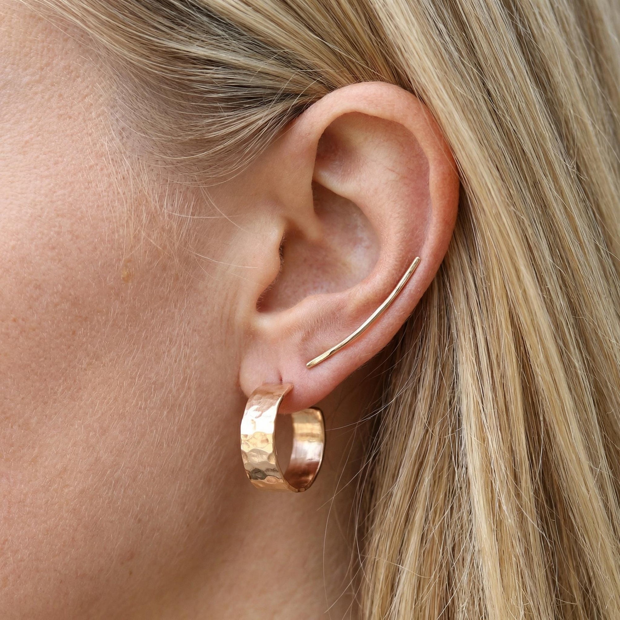 Chunky Gold Hoops, Hammered Gold Thick Hoop Earrings - Melt'm Jewelry