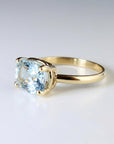 Cushion Cut Aquamarine Ring 14k Gold Aquamarine Engagement Ring - Melt'm Jewelry