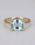 Cushion Cut Aquamarine Ring 14k Gold Aquamarine Engagement Ring - Melt'm Jewelry