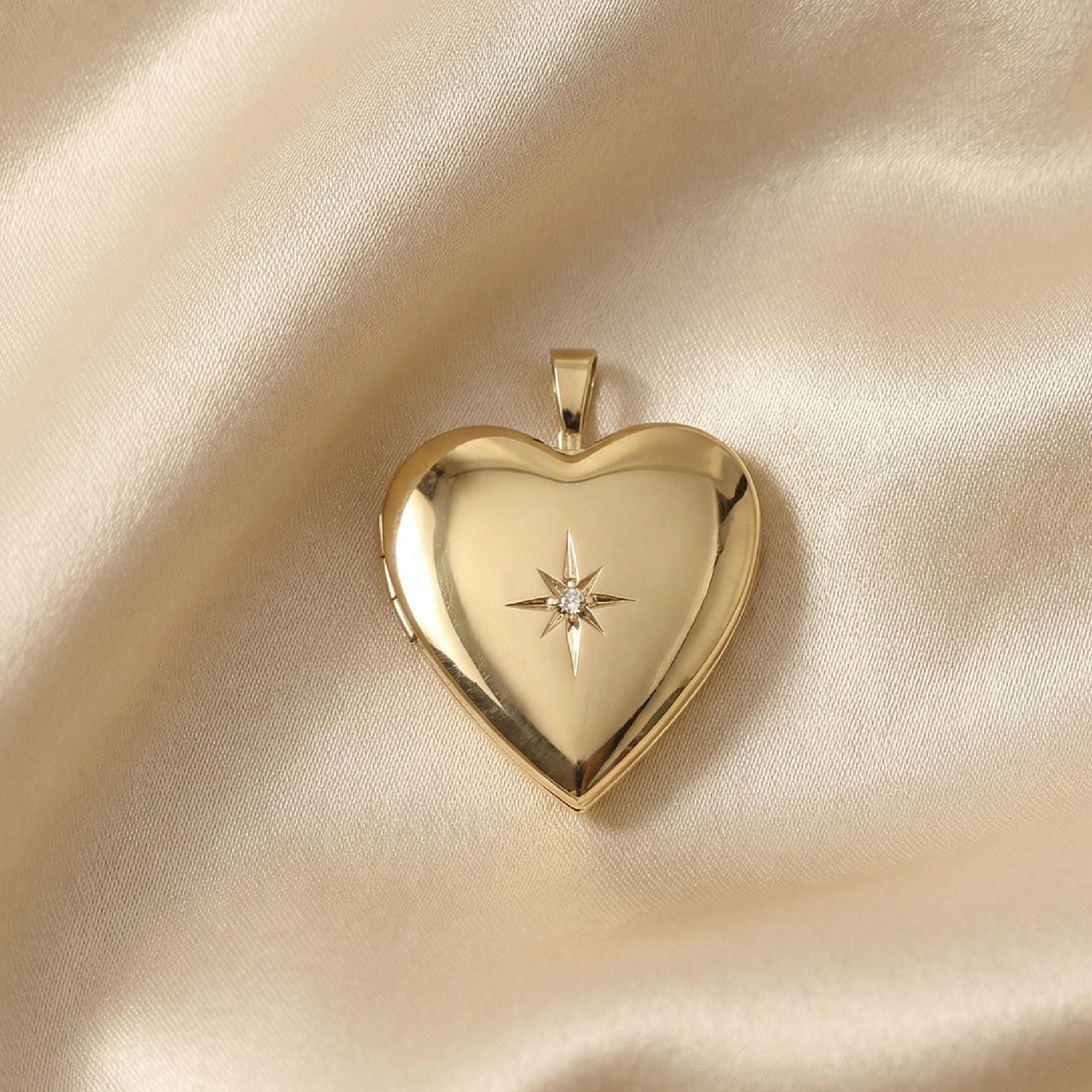 North Star Heart Locket Necklace 14k Gold Filled - Melt'm Jewelry