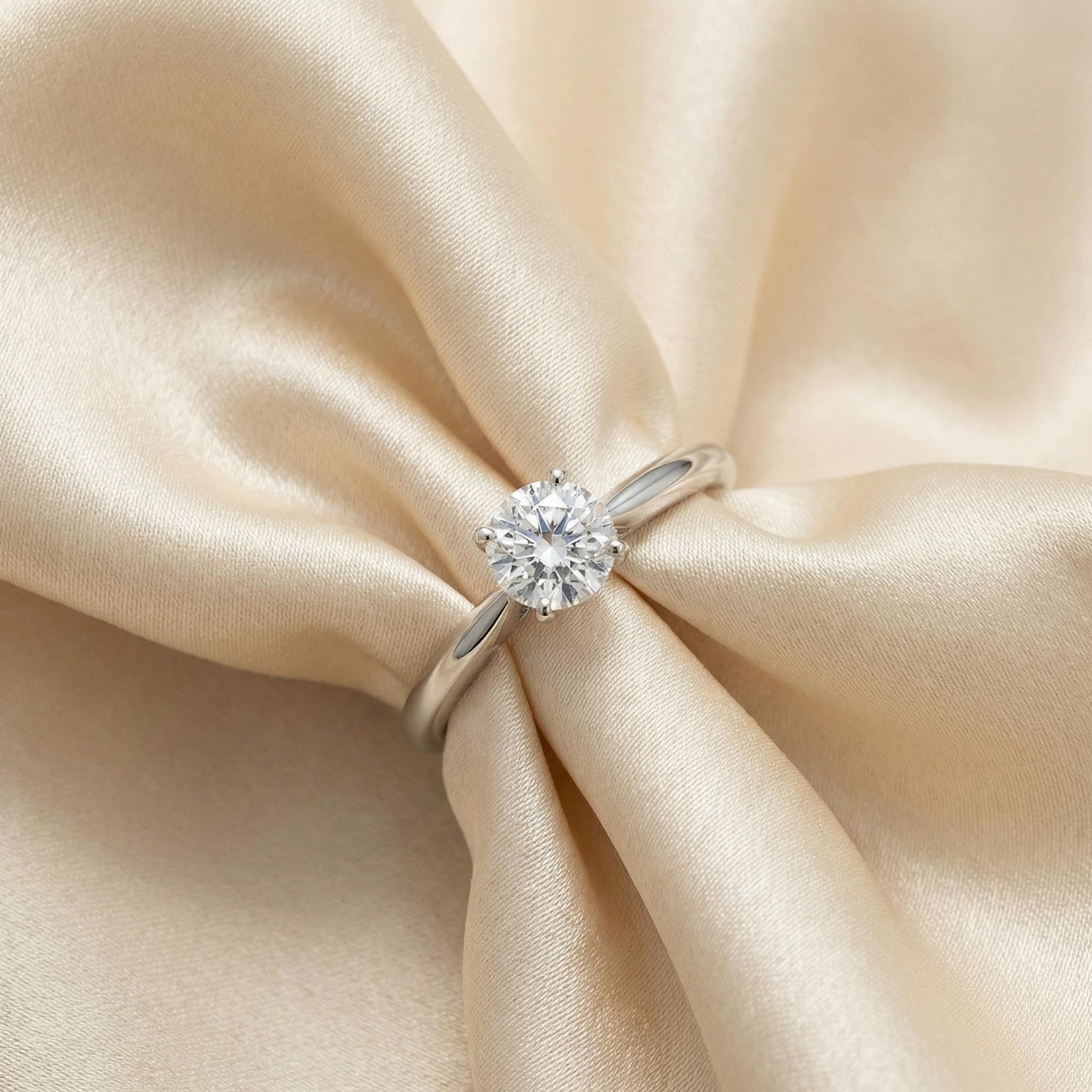 0.25ct Diamond Solitaire Ring 14K Solid White Gold