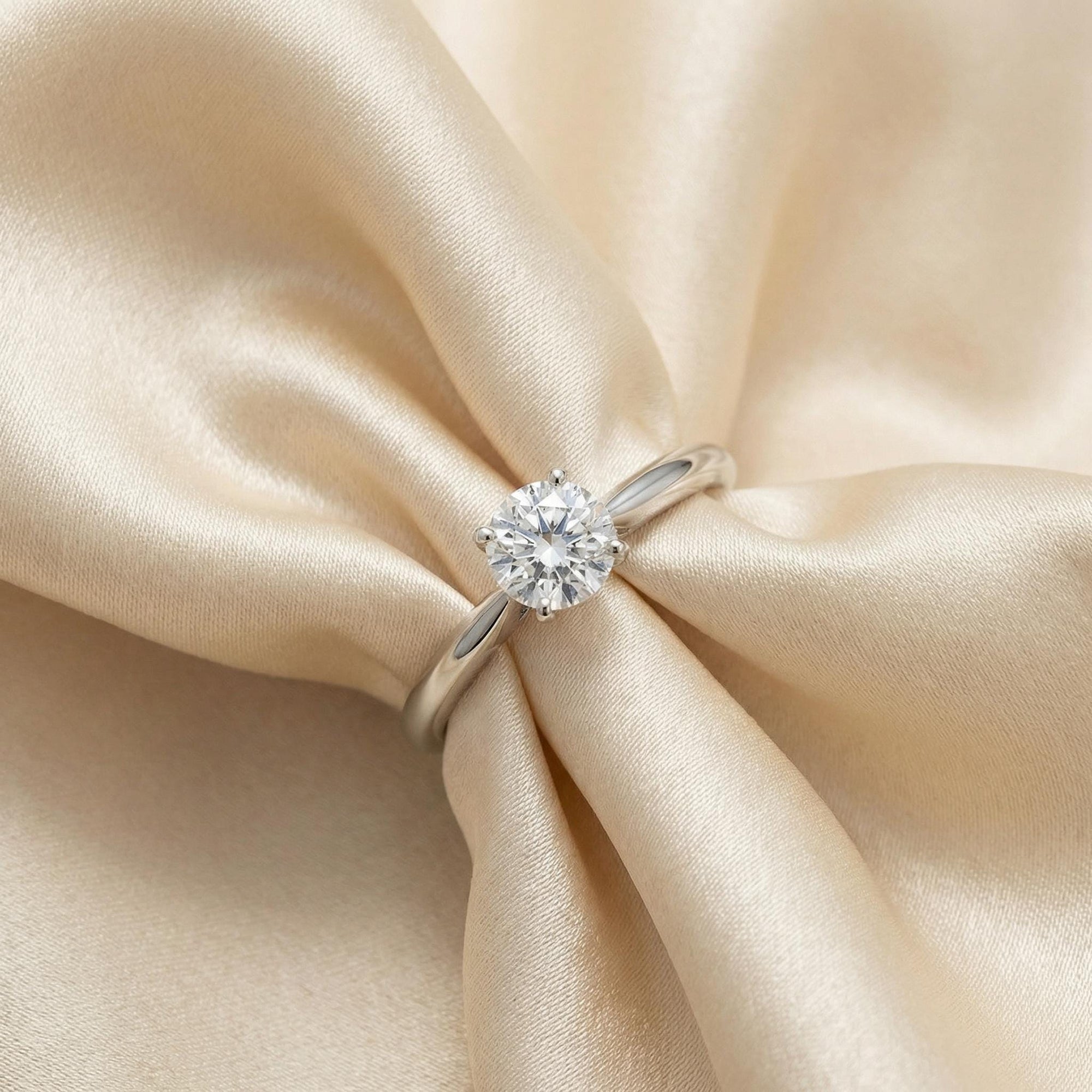 0.25ct Diamond Solitaire Ring 14K Solid White Gold - Melt'm Jewelry