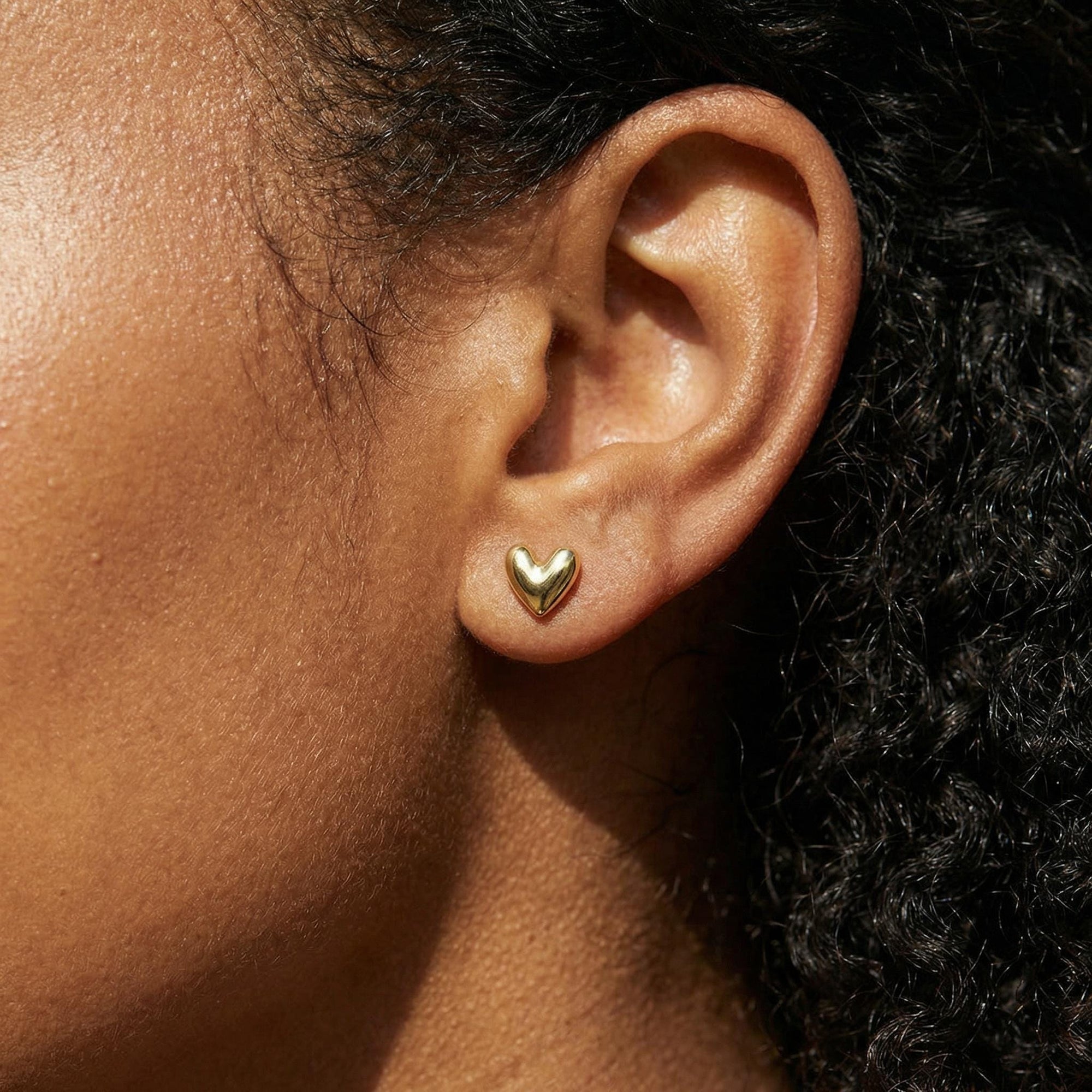 Sweetheart Solid Gold Earrings, Internally Threaded Flat Back Earrings (SINGLE or PAIR) - Melt'm Jewelry