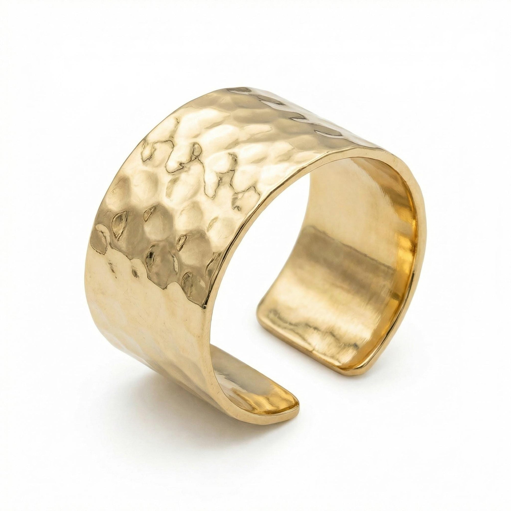 Gold Filled Wide Hammered Ring - Melt'm Jewelry