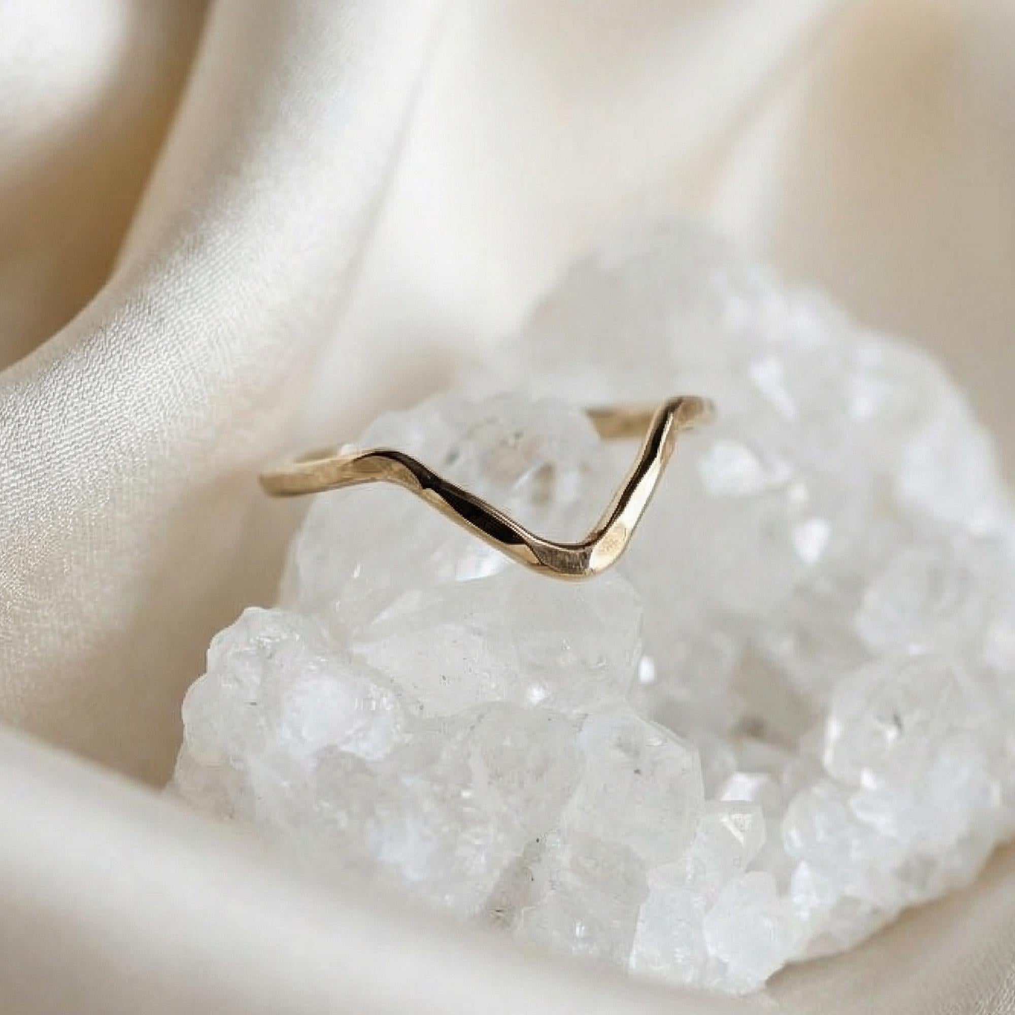 Gold Filled Chevron Ring, Curved Band Ring - Melt'm Jewelry