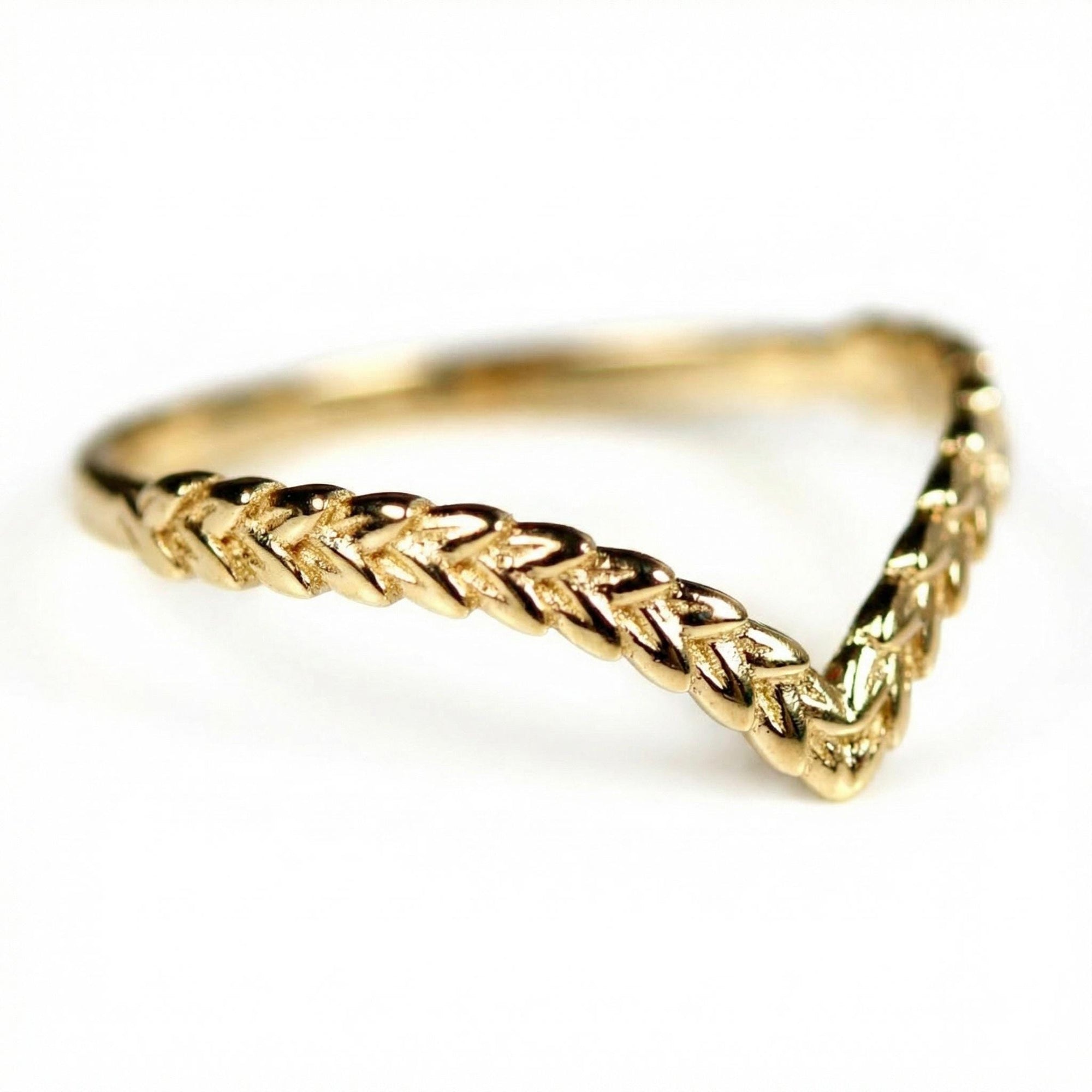 Wheat Leaf Wedding Band 14k Gold