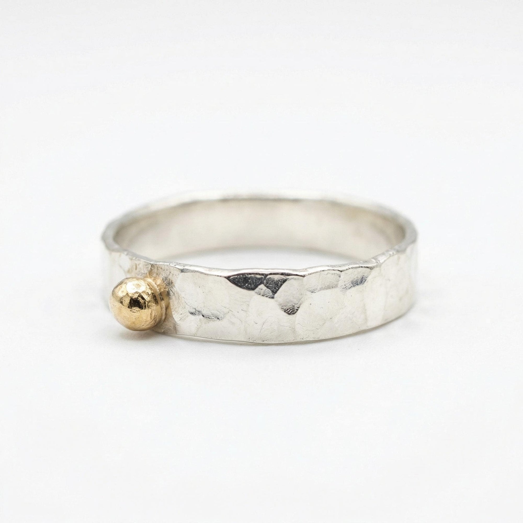 14k Gold Dot Stacking Gold Ball Ring - Mixed Metal Ring