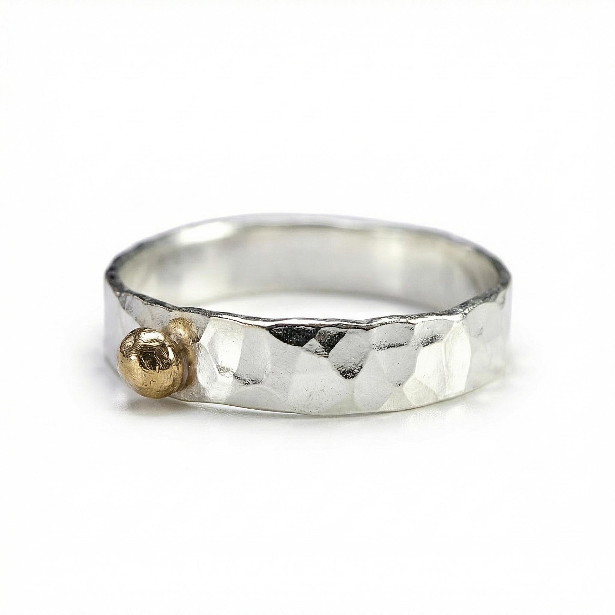 14k Gold Dot Stacking Gold Ball Ring - Mixed Metal Ring