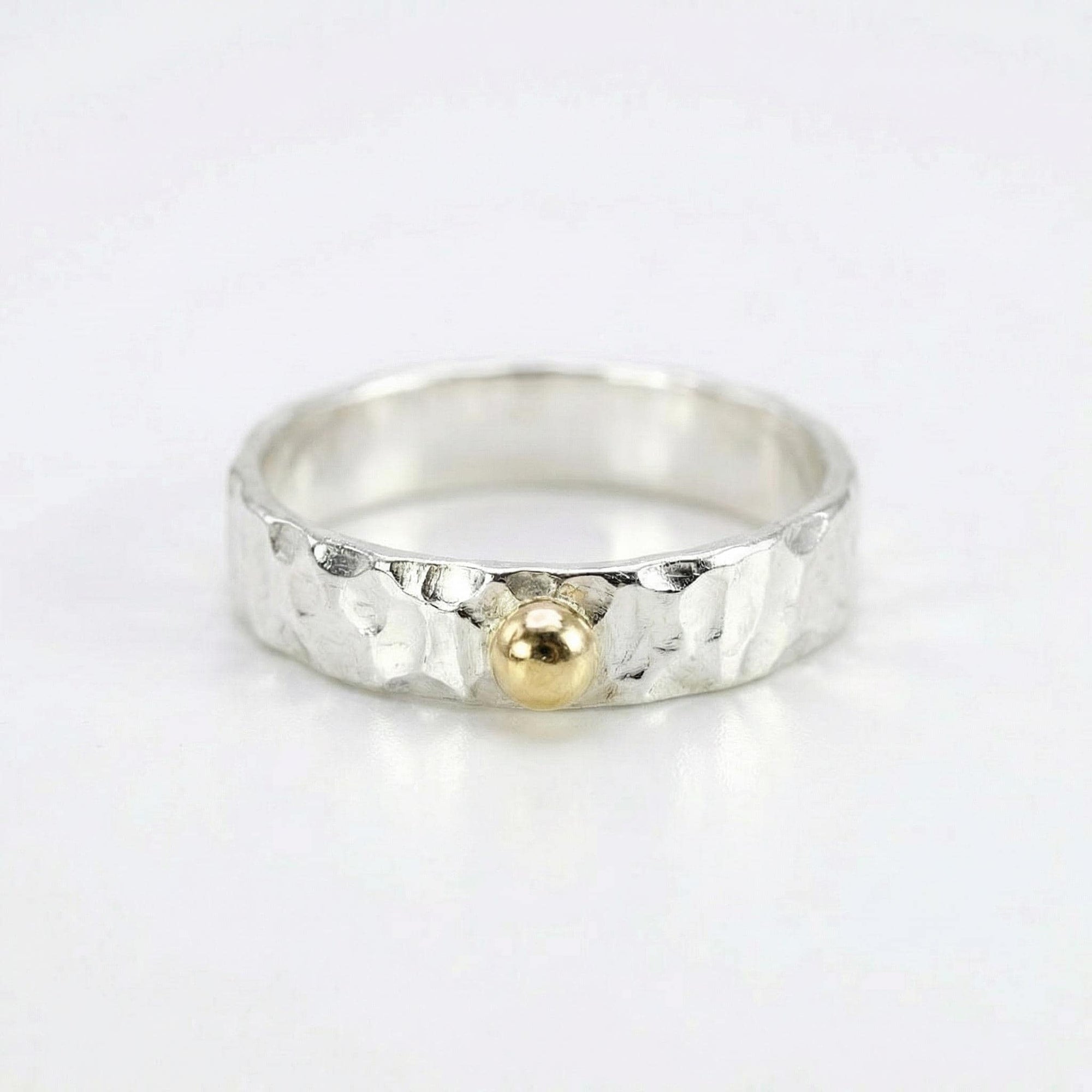14k Gold Dot Stacking Gold Ball Ring - Mixed Metal Ring