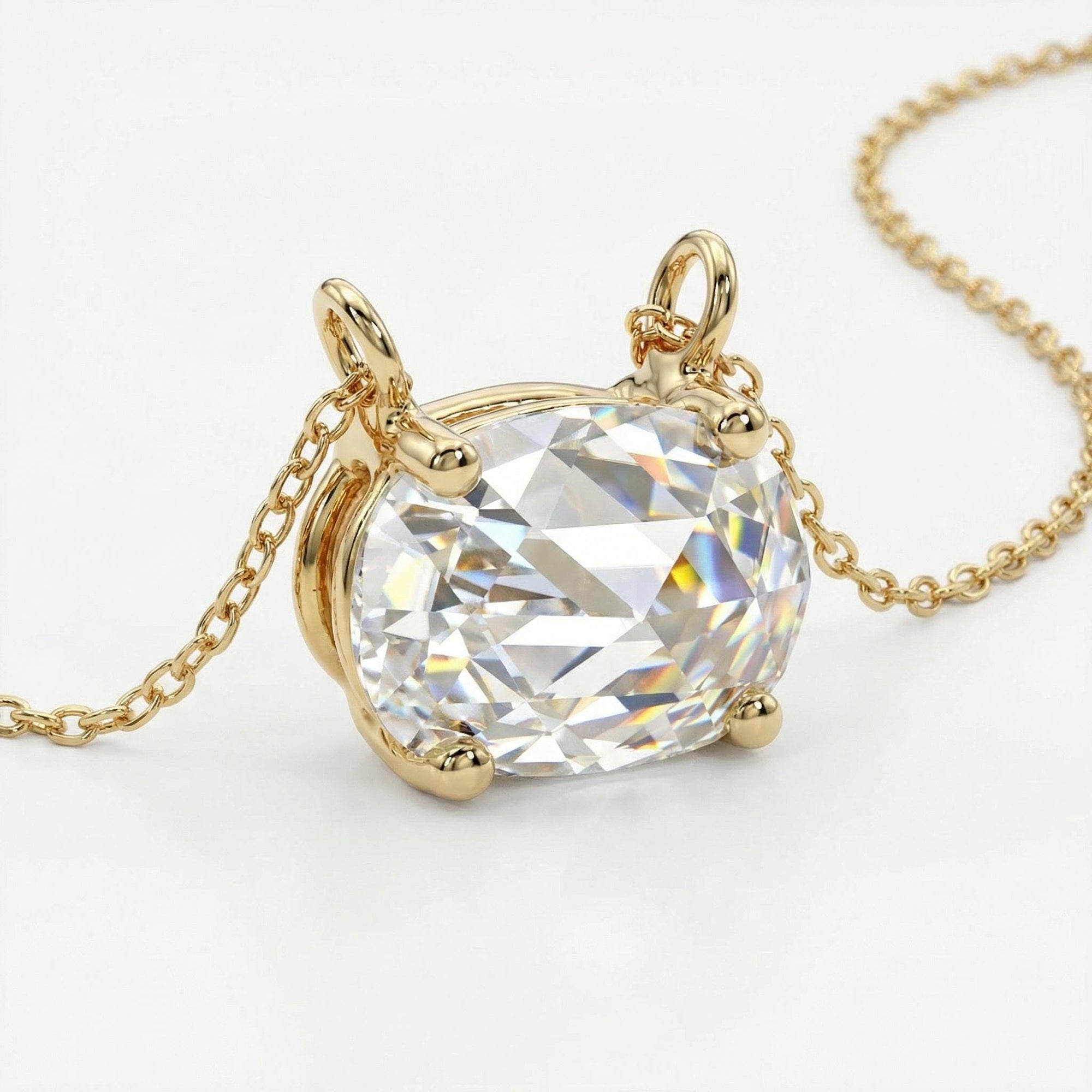 Oval Moissanite Necklace 14k Solid Gold - Melt'm Jewelry