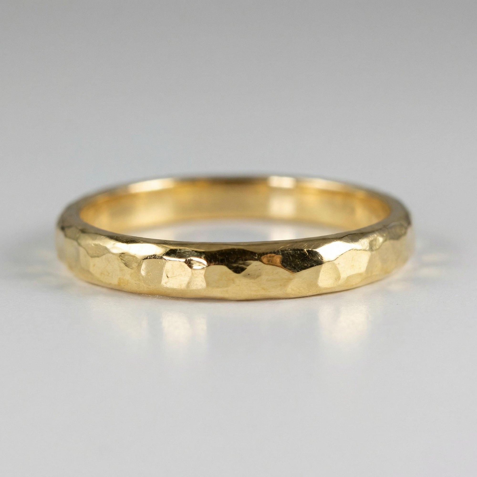 Hammered Gold Wedding Band, 14k Solid Yellow Gold - Melt'm Jewelry