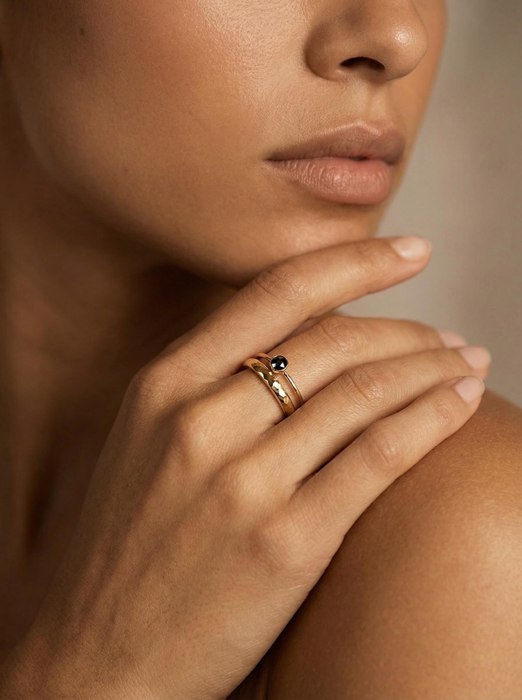 Hammered Gold Wedding Band, 14k Solid Yellow Gold - Melt'm Jewelry