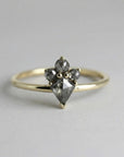 Rose Cut Kite Shape Salt and Pepper Diamond Ring in 14k Yellow Gold - Melt'm Jewelry
