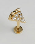 Tiny Pizza Slice Flat Back Earrings 14k Solid Gold -5 mm (SINGLE)