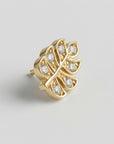 Monstera Leaf Cz Flat Back Earrings 14k Solid Gold - Melt'm Jewelry