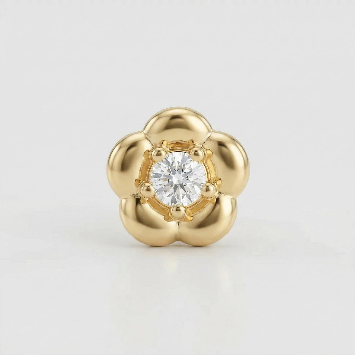 Flower Flat Back Earrings 14k Solid Gold (SINGLE OR PAIR), Cz Flower Stack Earrings - Melt'm Jewelry