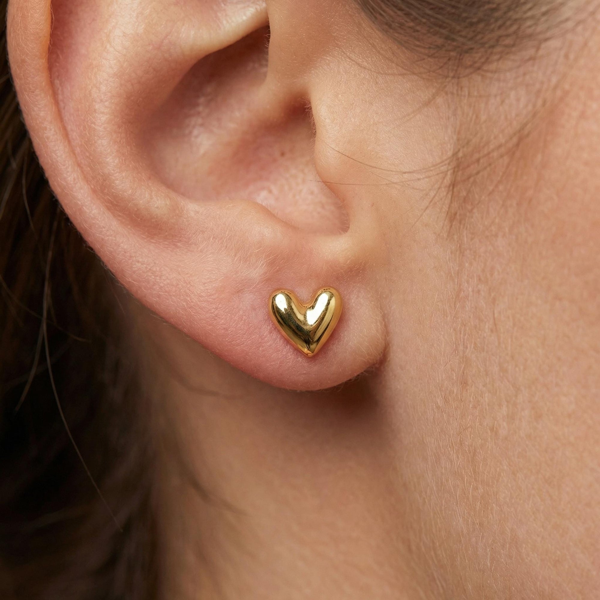 Sweetheart Solid Gold Earrings, Internally Threaded Flat Back Earrings (SINGLE or PAIR) - Melt'm Jewelry
