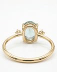 Oval Aquamarine Engagement Ring with two Accent Diamonds - Melt'm Jewelry