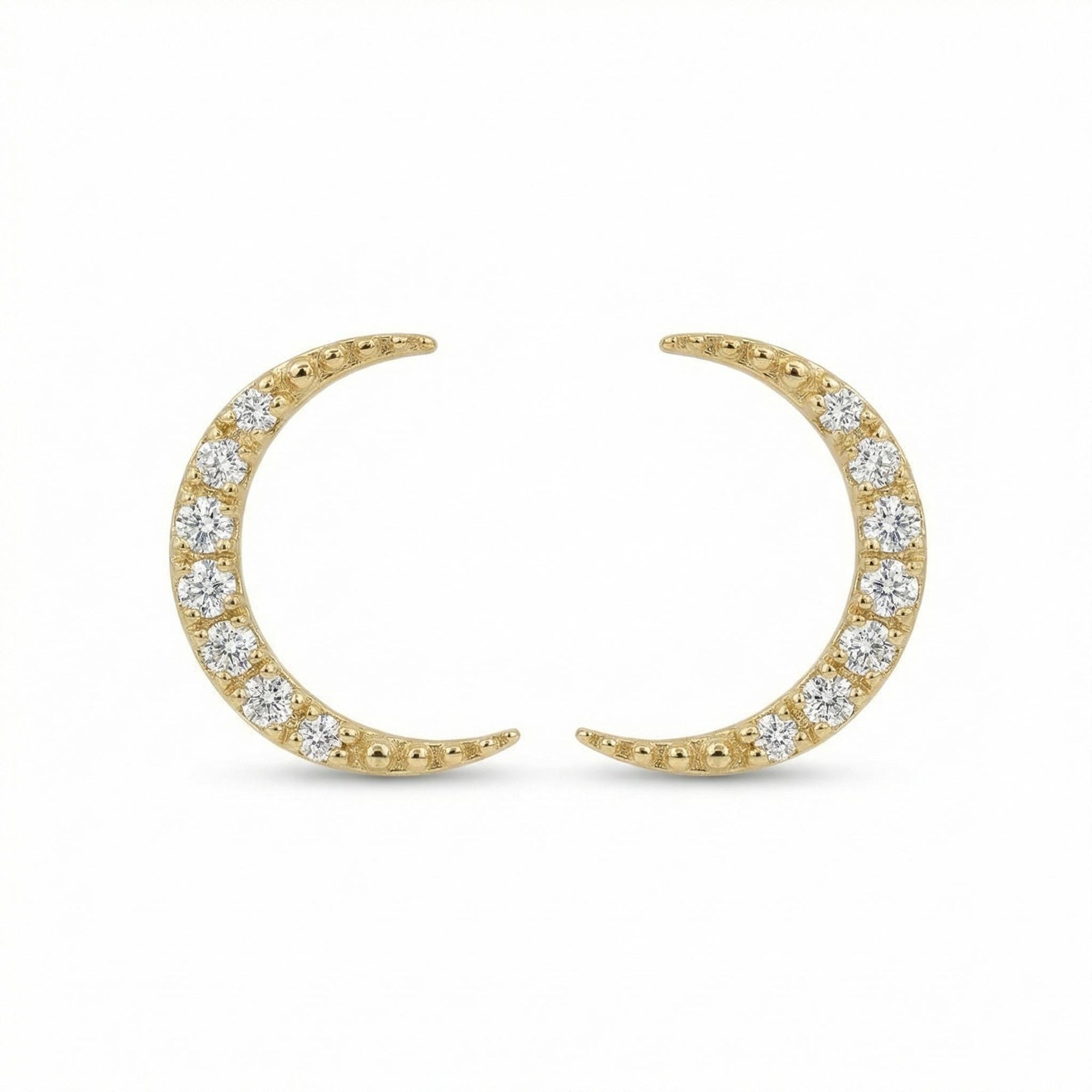 Diamond Sailor Moon Earrings in 14k Gold