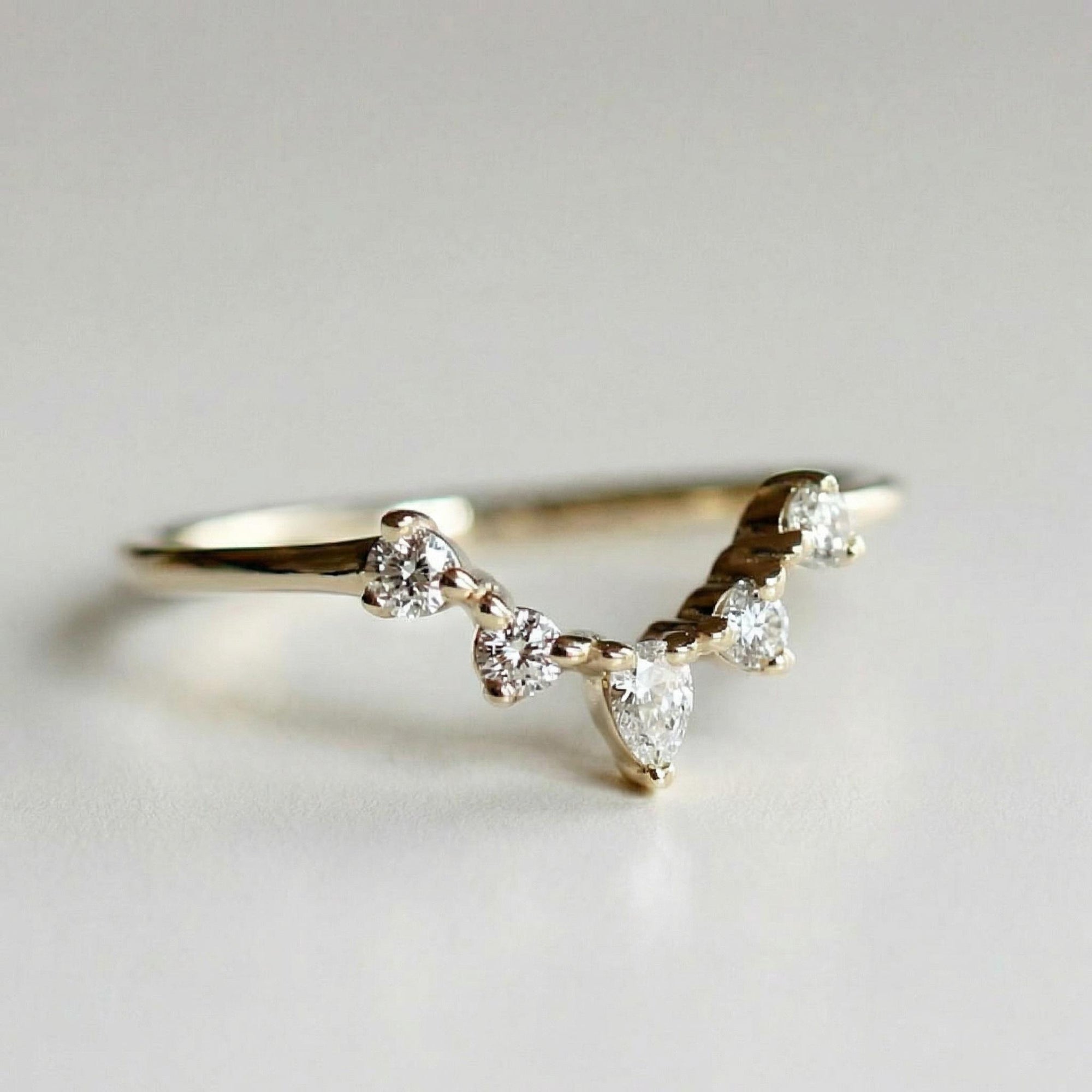 diamond crown ring stackable wedding band fine jewelry