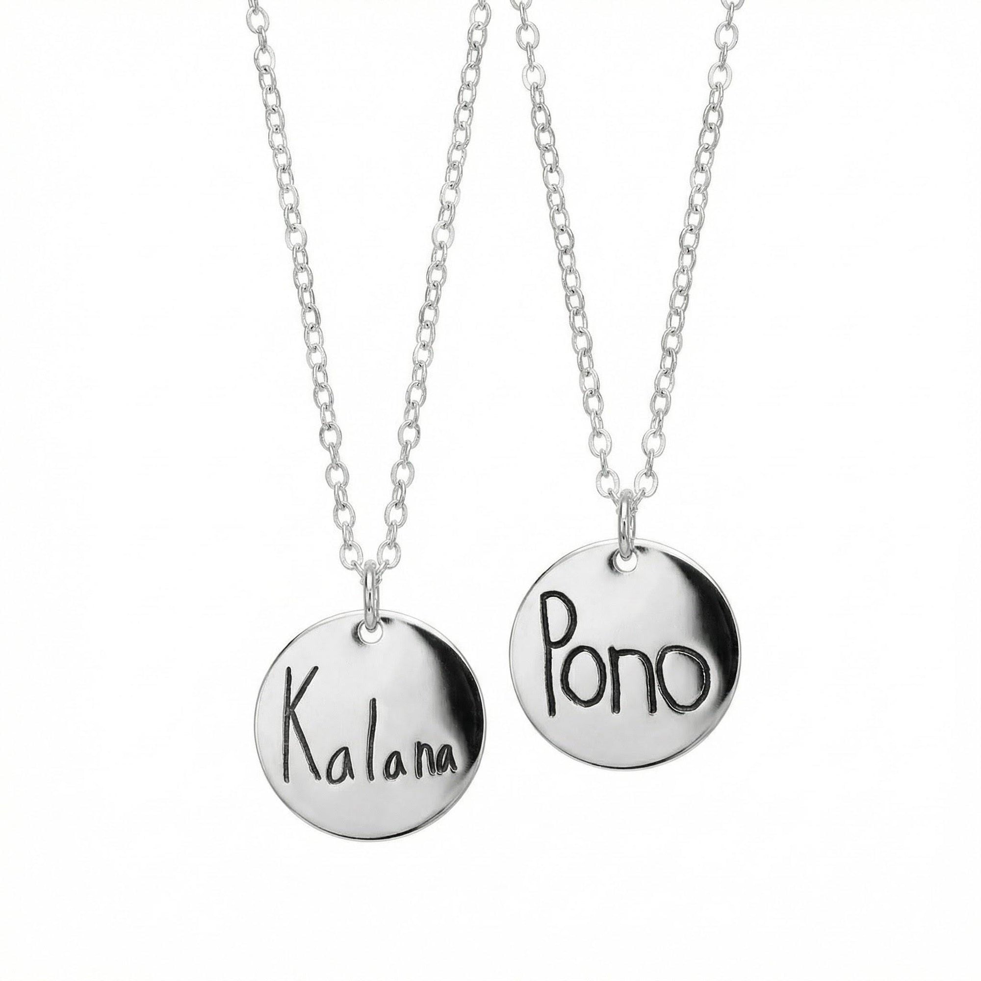 Actual Handwriting Disk Necklace, Kids Name Gold Pendant - Melt'm Jewelry