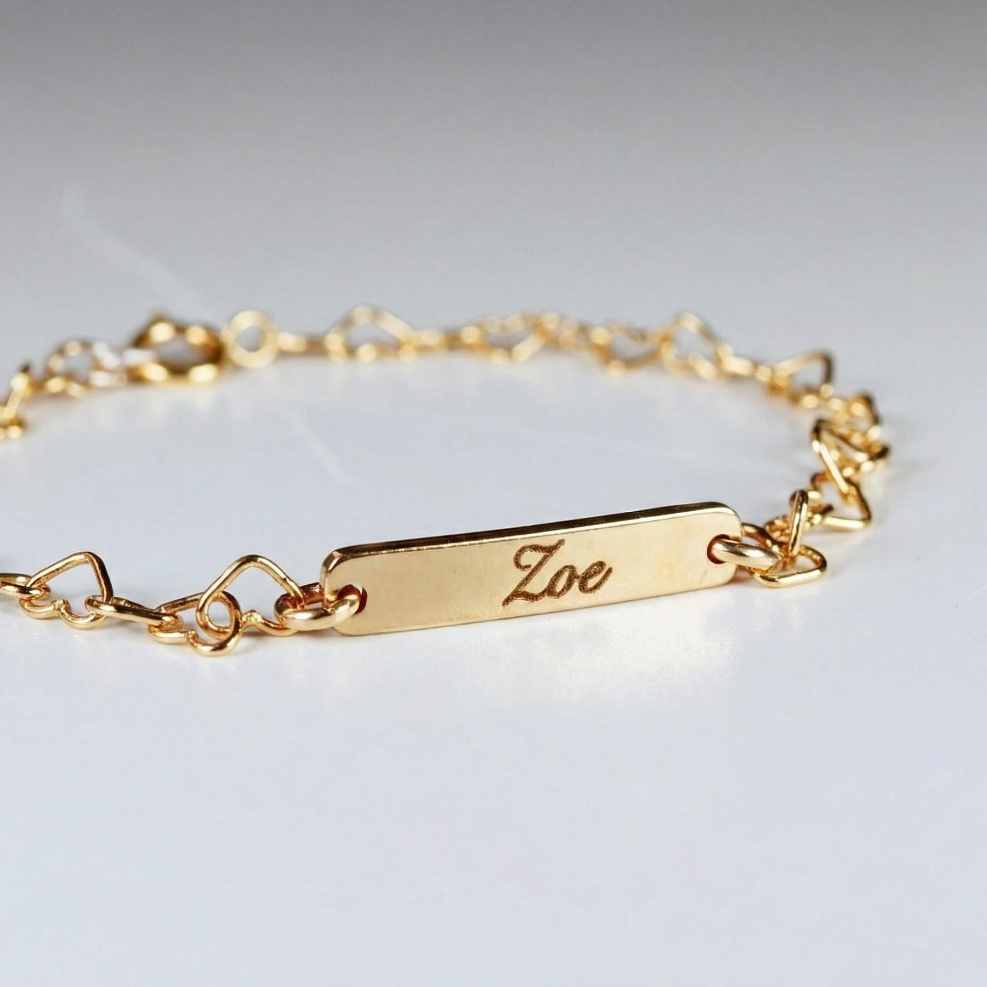 Engraved Kids Bar Bracelet Gold Filled, Custom Nameplate Bracelet for Baby or Toddler - Melt'm Jewelry