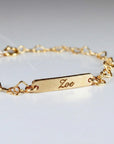 Engraved Kids Bar Bracelet Gold Filled, Custom Nameplate Bracelet for Baby or Toddler - Melt'm Jewelry