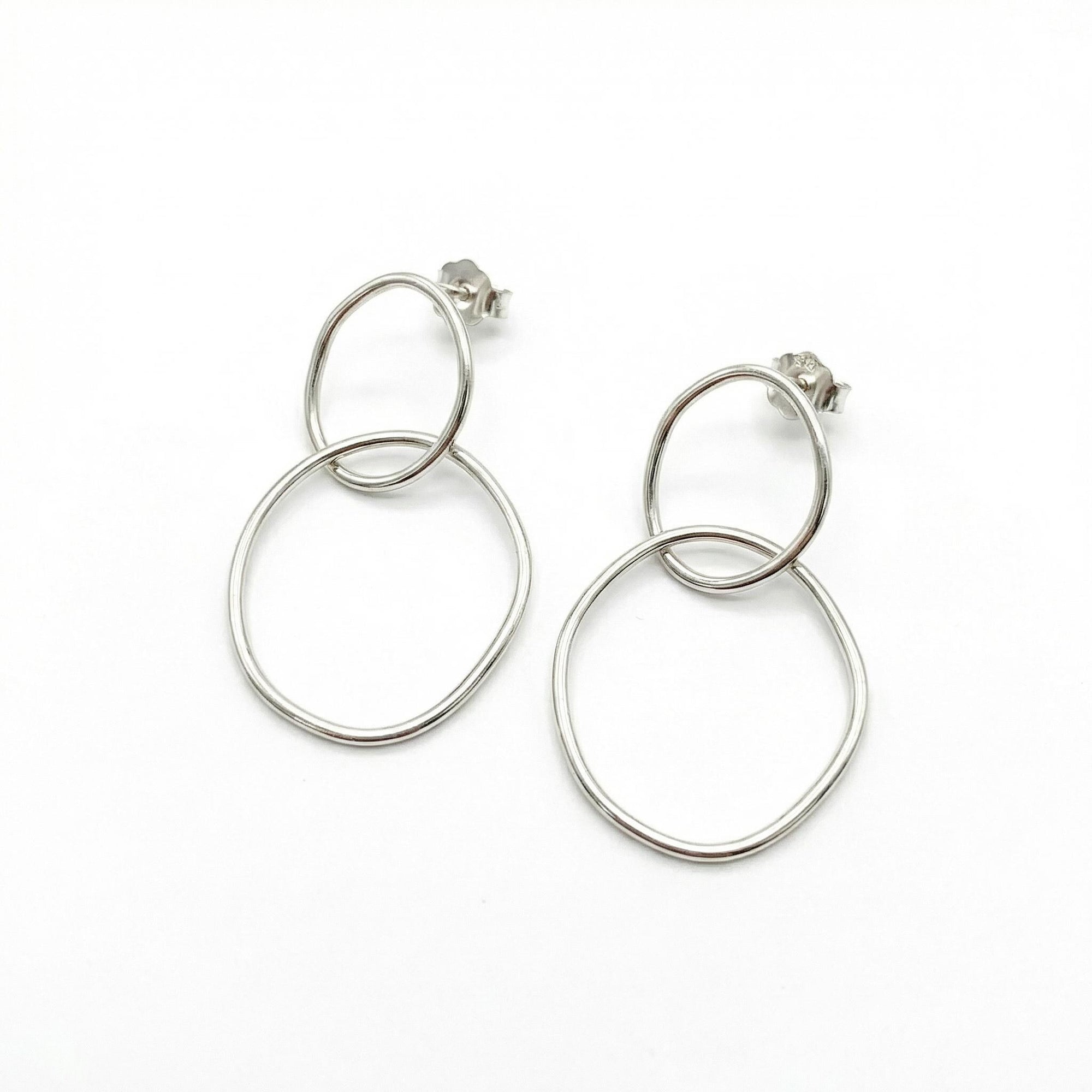Double Hoop Earrings, Gold Filled Circle Hoops, Organic Sterling Silver Hoops, Rose Gold Earrings - Melt'm Jewelry