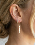 Minimalist Hammered Gold Filled Bar Drop Earrings - Melt'm Jewelry