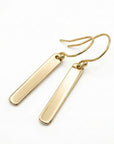 Minimalist Hammered Gold Filled Bar Drop Earrings