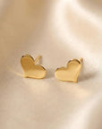 Tiny Heart Stud Earrings – Gold Filled Minimalist Earrings (Smooth or Hammered)