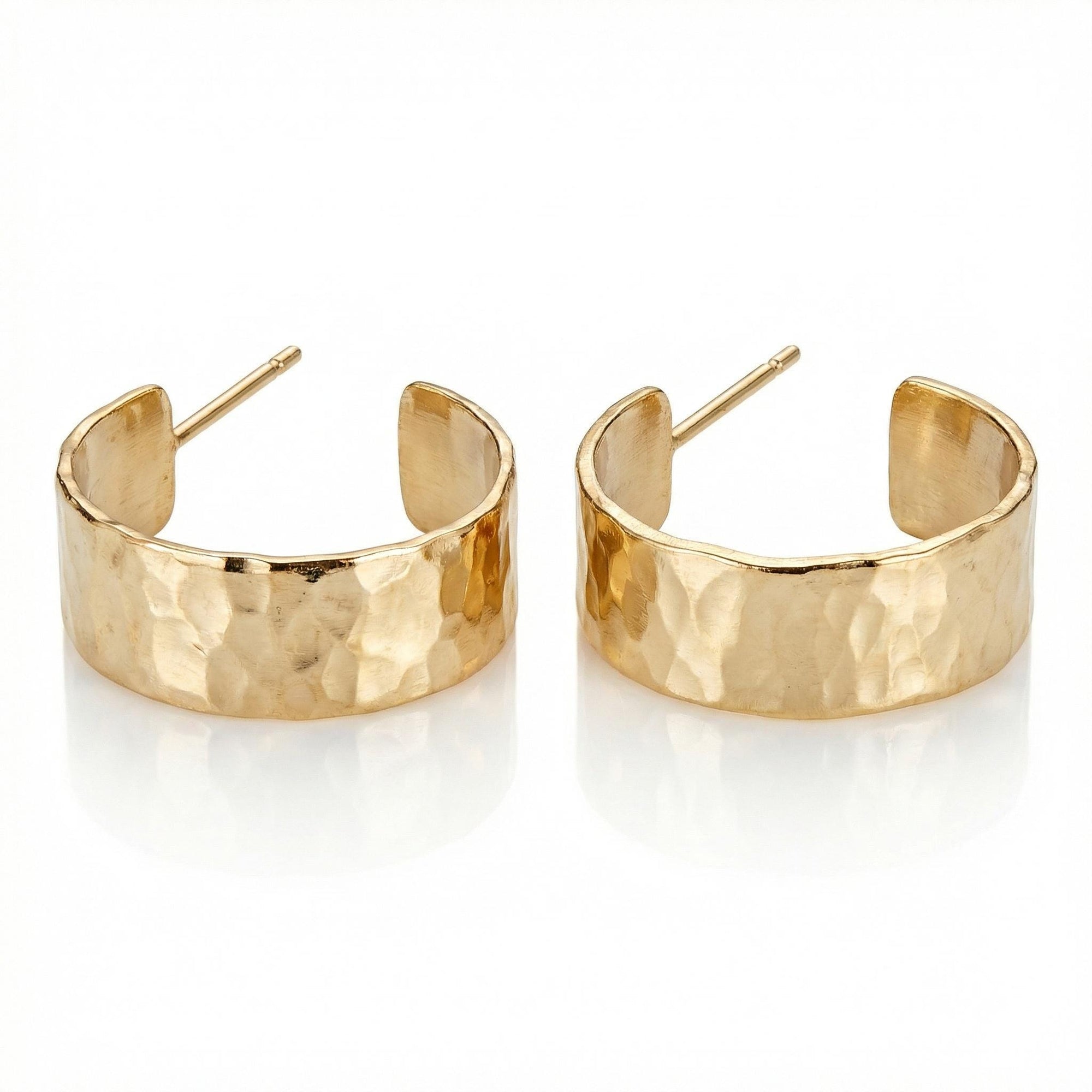 Chunky Gold Hoops, Hammered Gold Thick Hoop Earrings - Melt'm Jewelry