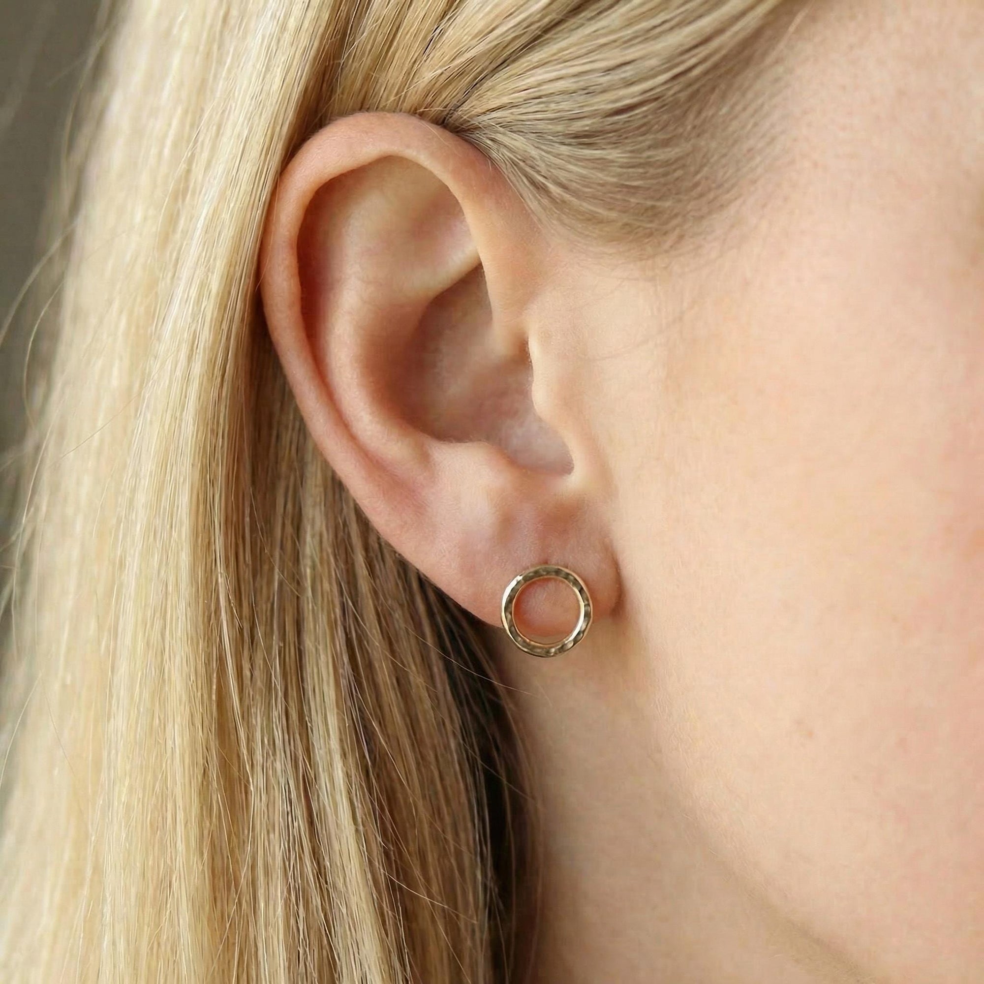 Tiny Gold Open Circle Stud Earrings - Melt'm Jewelry