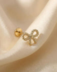 Dainty Bow Tie Internally Threaded Flat Back Earrings 14k Solid Gold - 6.5 mm - Melt'm Jewelry