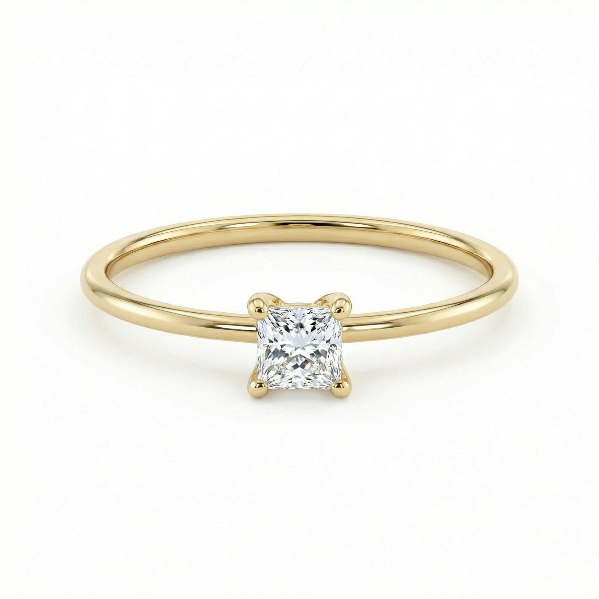 Dainty Princess Cut Diamond Stacking Ring - Melt'm Jewelry