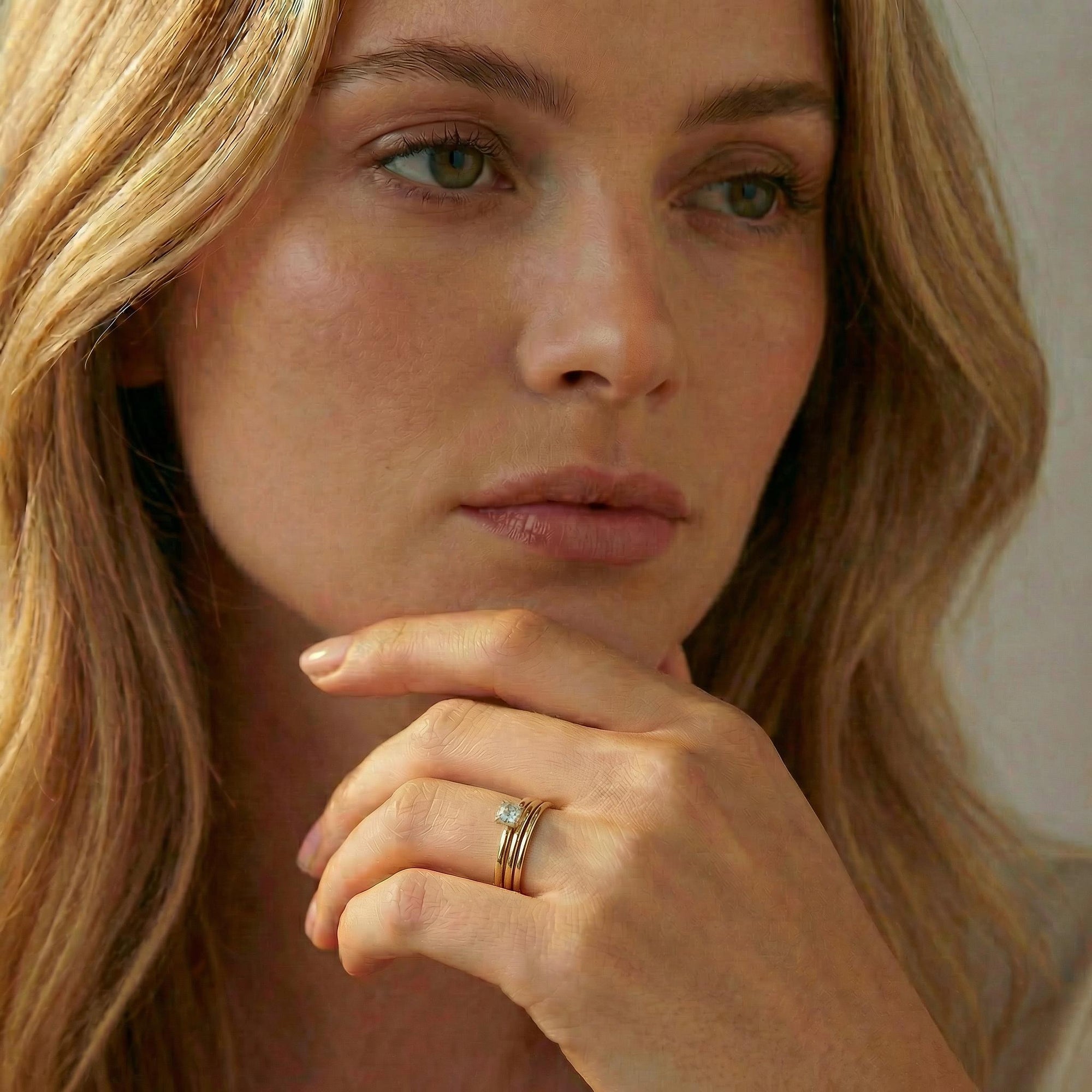 Dainty Princess Cut Diamond Stacking Ring