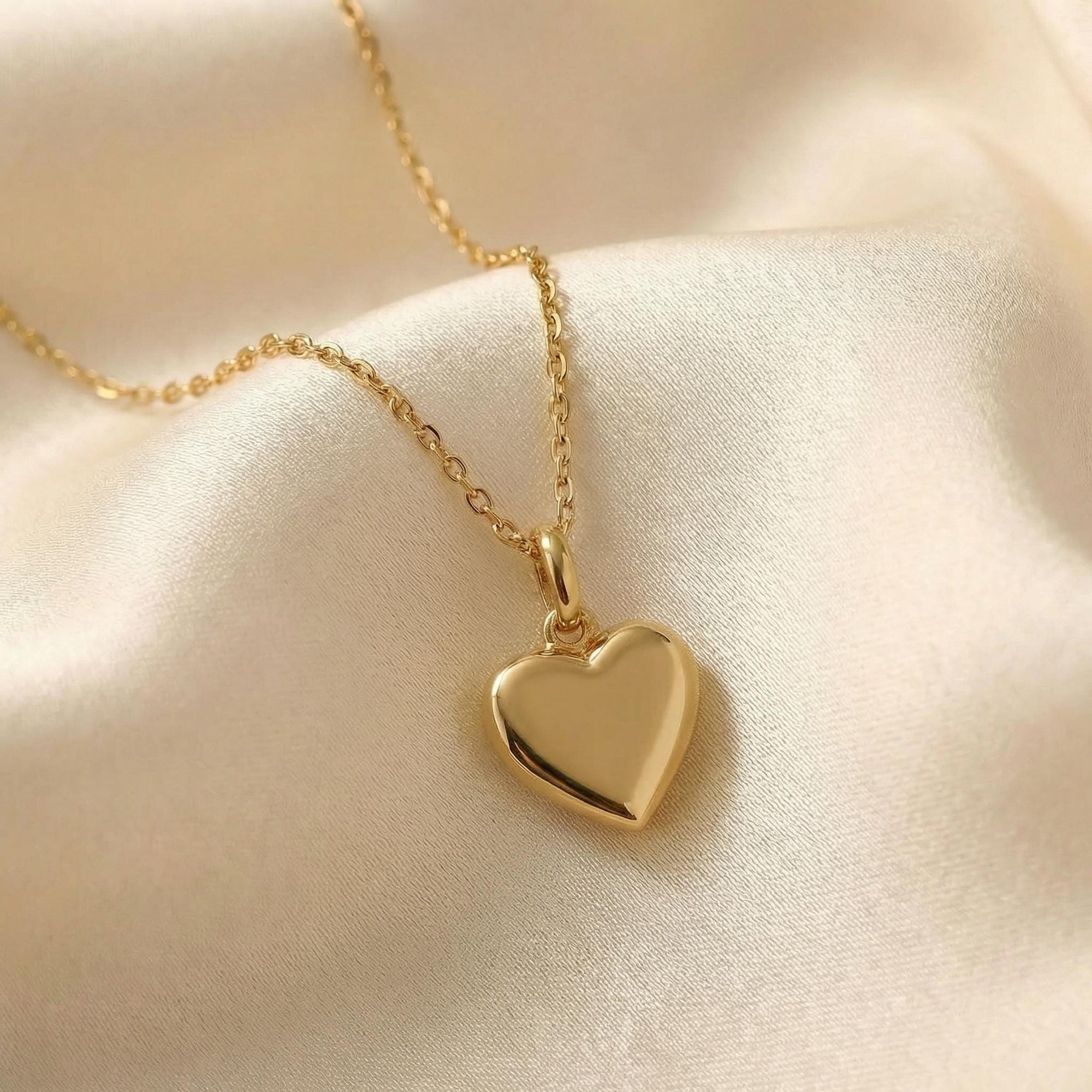 14k Gold Heart Charm or Necklace, Golden Solid Heart Charm - Melt'm Jewelry