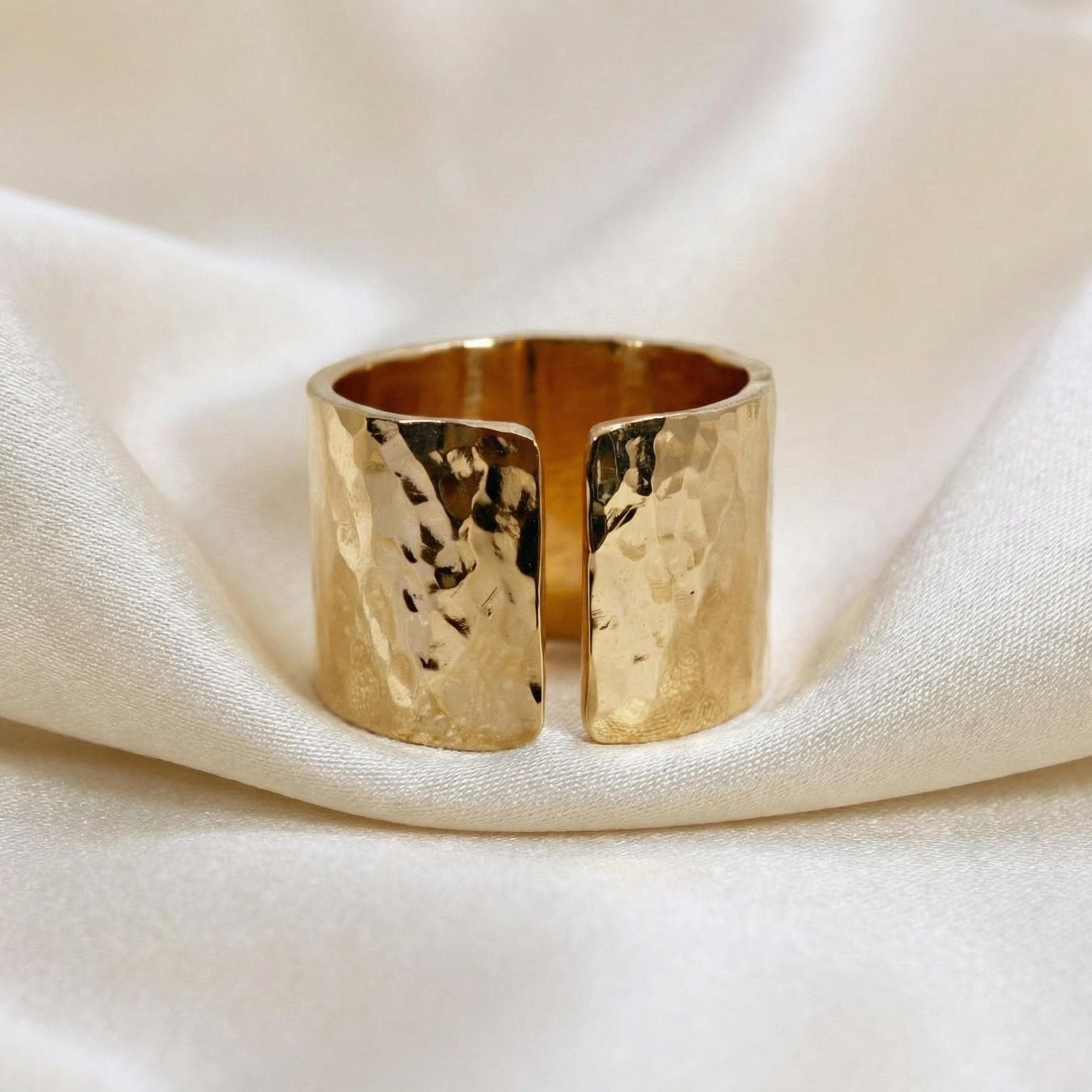 Gold Filled Wide Hammered Ring