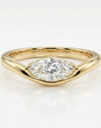 minimalist marquise moissanite engagement ring LILY, 14k gold wavy band with 8x4mm marquise gem