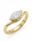 Marquise Moissanite Wavy Band Ring 14k Gold, LILY Minimalist Engagement Ring - Melt'm Jewelry