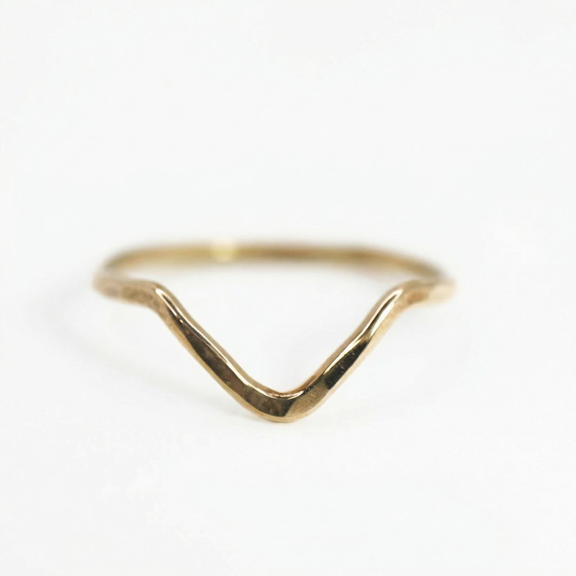 Gold Filled Chevron Ring, Curved Band Ring - Melt'm Jewelry
