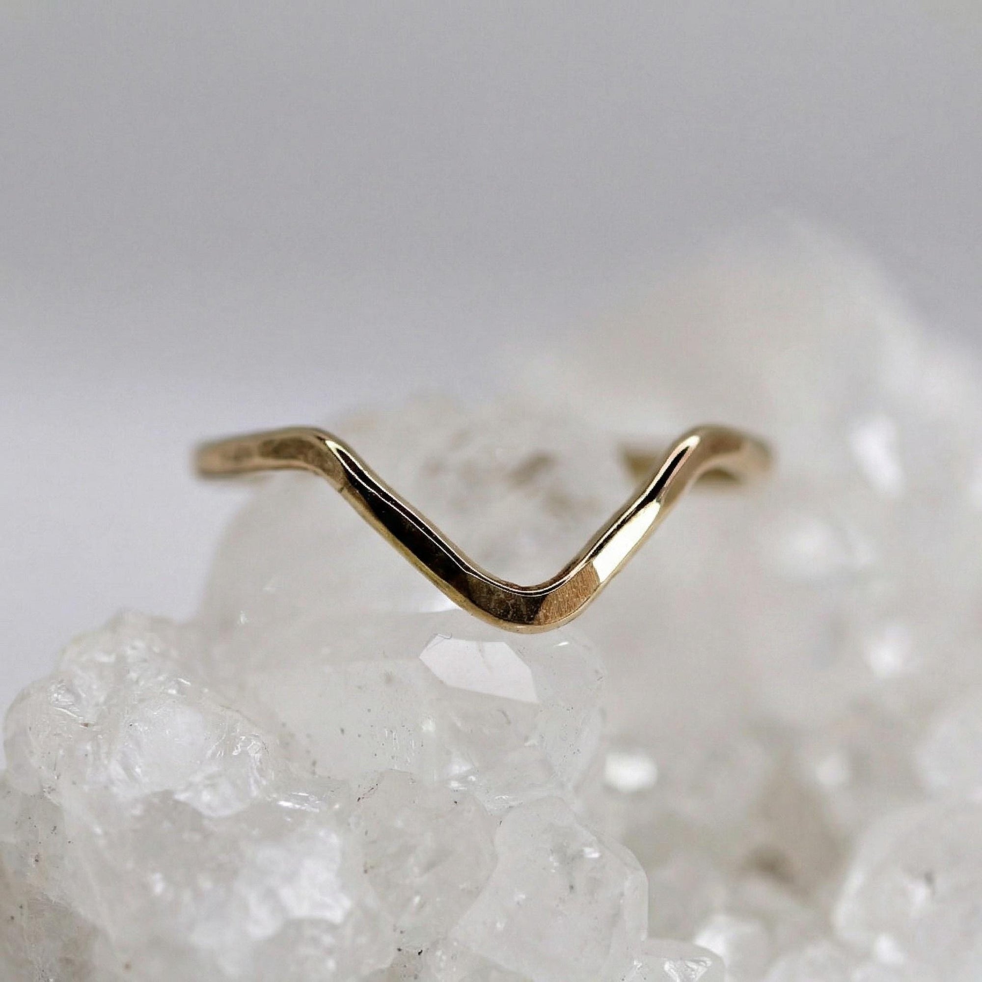 Gold Filled Chevron Ring, Curved Band Ring - Melt'm Jewelry