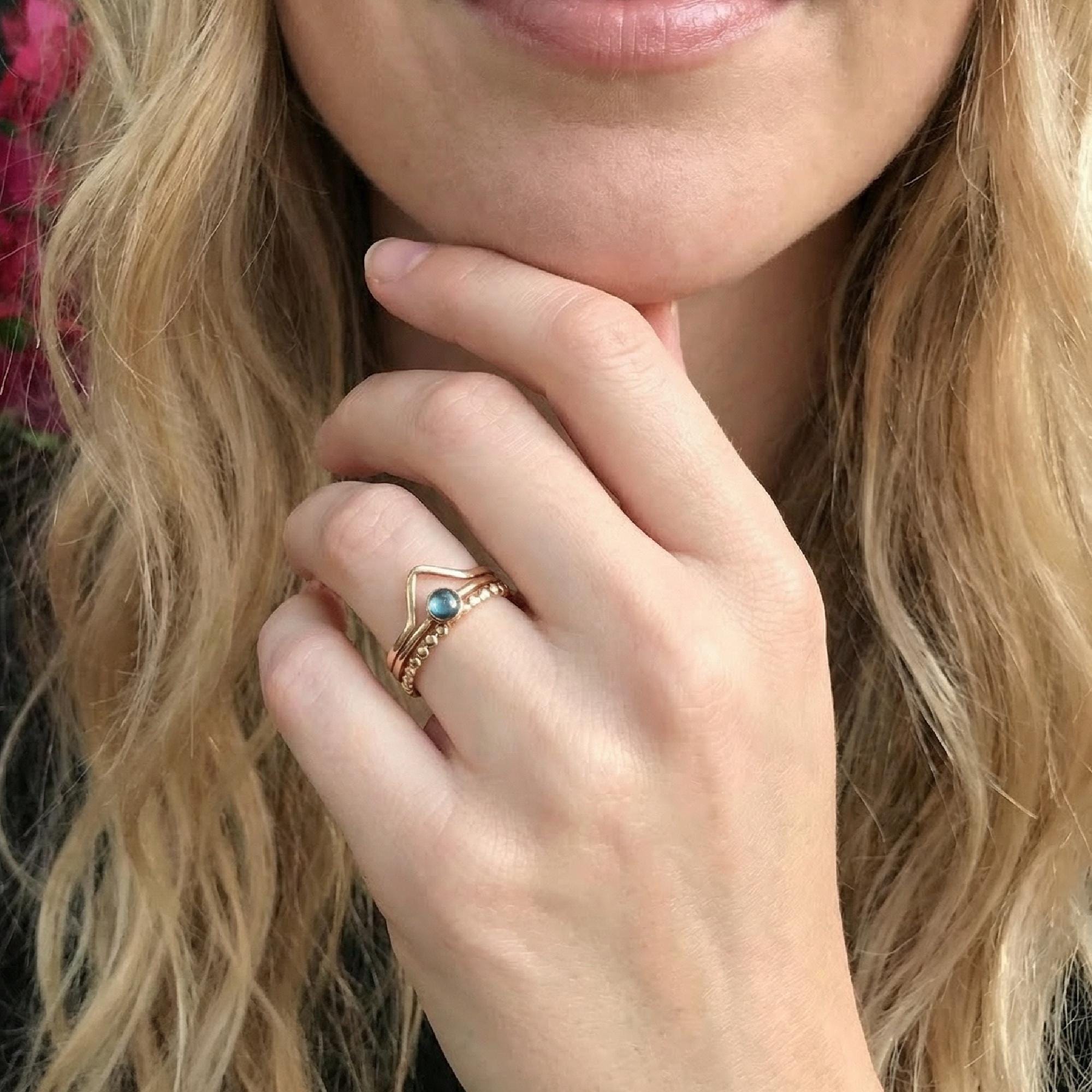Gold Filled Chevron Ring, Curved Band Ring - Melt'm Jewelry