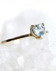 Aquamarine Heart Ring 14k Gold, Heart Cut March Birthstone Engagement Ring - Melt'm Jewelry