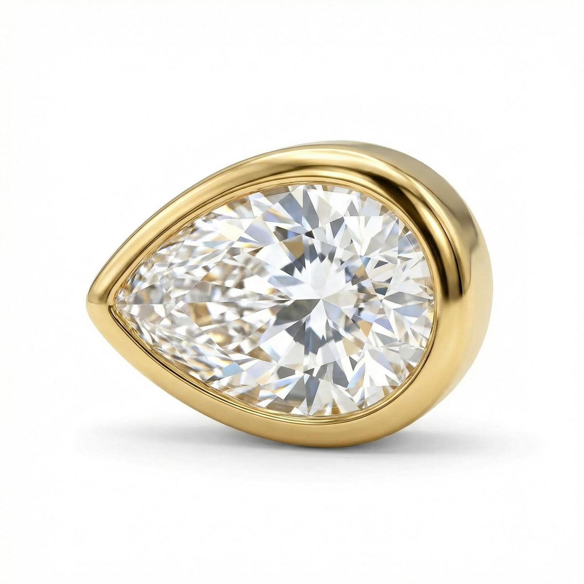Pear CZ Bezel Set Flat Back Earrings 14k Solid Gold (single or pair) - Melt'm Jewelry