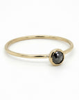 4k solid gold salt and pepper diamond ring, minimalist rustic diamond stacking ring